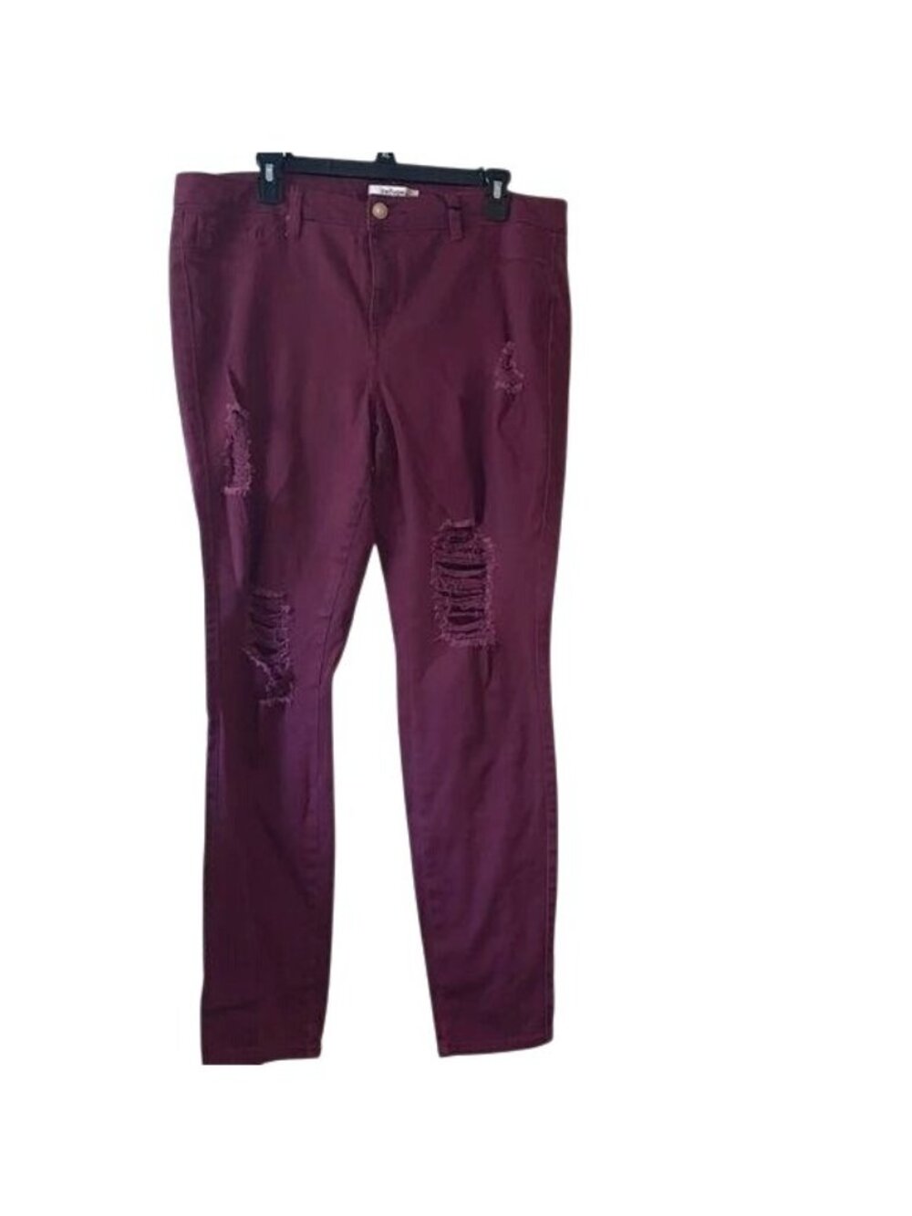 Refuge+ Womens Distressed Burgundy Skinny Leggings Size 16